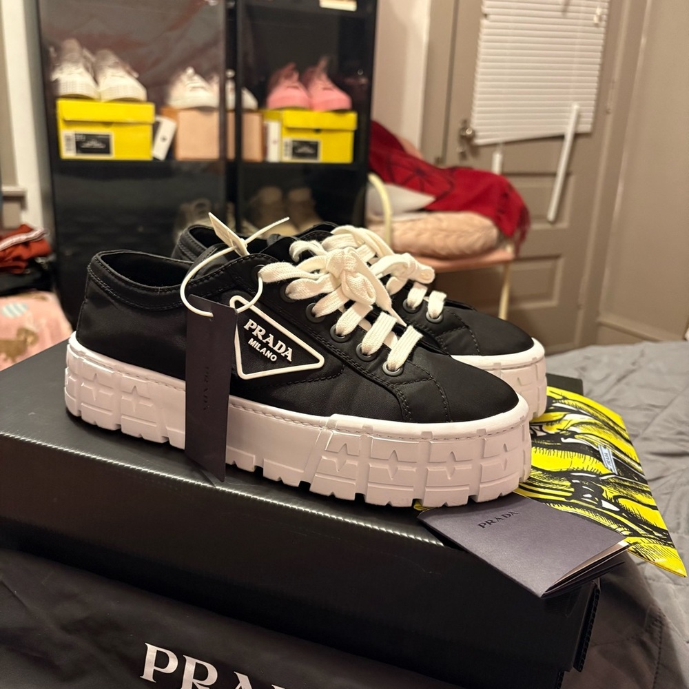 Prada Milano Black and White Sneakers - Picture 3 of 9